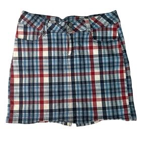 Lee Red, White and Blue Plaid Mini Skirt Y2K Low Rise